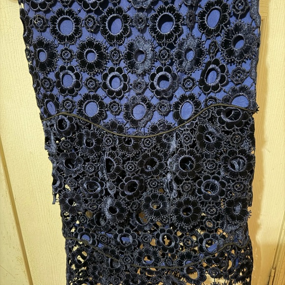 Self-Portrait Navy Floral Lace One-Shoulder Dress - Picture 5 of 8